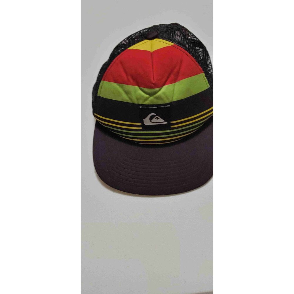 Quiksilver Orange Multi Trucker Hat Mesh Back Flat Brim Logo